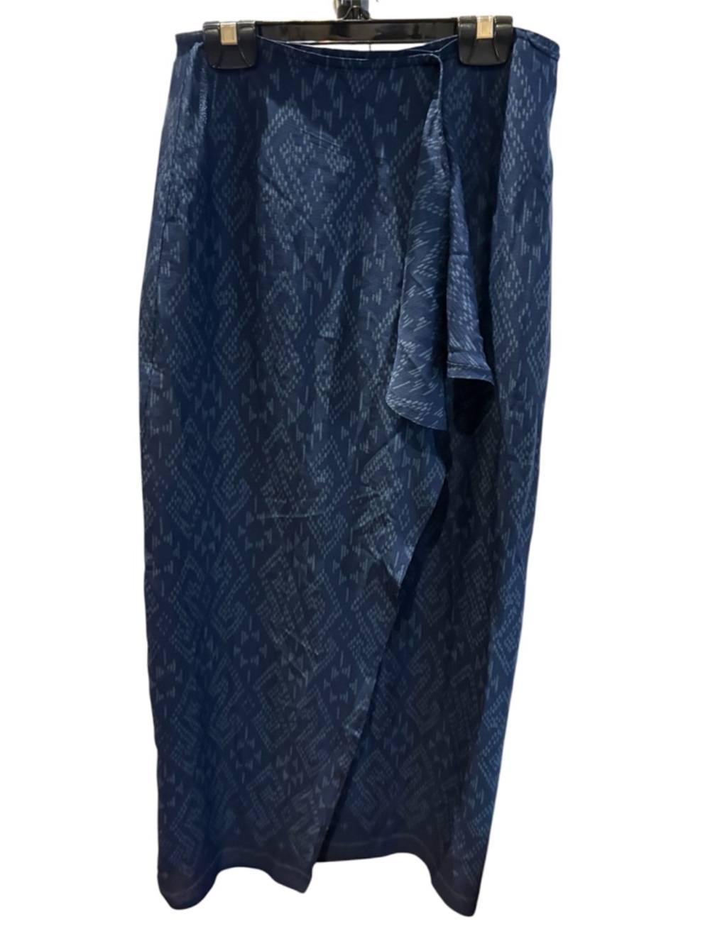 Ralph Lauren 100% Silk Blue Patterned Wrap Maxi Skirt, size 4